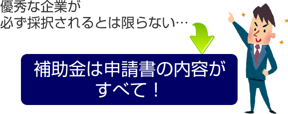 補助金は申請書の内容がすべて